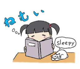 Showa little girl and cat sticker #5319321