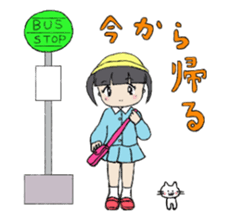 Showa little girl and cat sticker #5319328