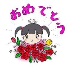 Showa little girl and cat sticker #5319330