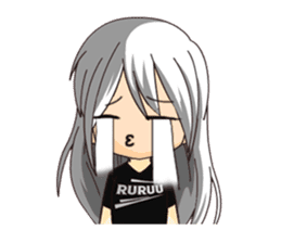 Ruruu girl with purple eyes & white hair sticker #5344188