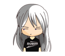 Ruruu girl with purple eyes & white hair sticker #5344189