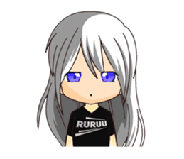 Ruruu girl with purple eyes & white hair sticker #5344191