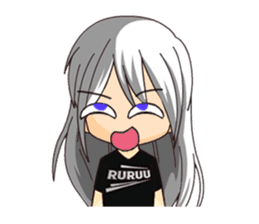 Ruruu girl with purple eyes & white hair sticker #5344192