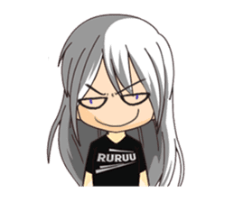 Ruruu girl with purple eyes & white hair sticker #5344194