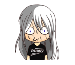 Ruruu girl with purple eyes & white hair sticker #5344195