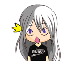 Ruruu girl with purple eyes & white hair sticker #5344196