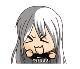 Ruruu girl with purple eyes & white hair sticker #5344197