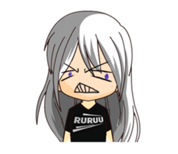 Ruruu girl with purple eyes & white hair sticker #5344198