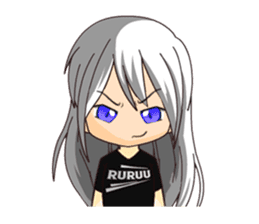 Ruruu girl with purple eyes & white hair sticker #5344199