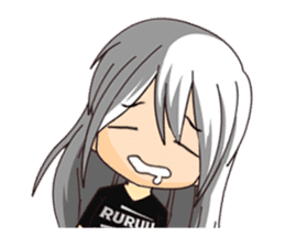 Ruruu girl with purple eyes & white hair sticker #5344200
