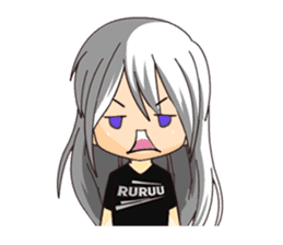 Ruruu girl with purple eyes & white hair sticker #5344201