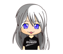 Ruruu girl with purple eyes & white hair sticker #5344203