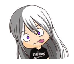 Ruruu girl with purple eyes & white hair sticker #5344204