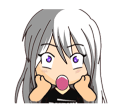Ruruu girl with purple eyes & white hair sticker #5344205
