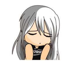 Ruruu girl with purple eyes & white hair sticker #5344207