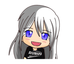 Ruruu girl with purple eyes & white hair sticker #5344208