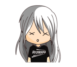 Ruruu girl with purple eyes & white hair sticker #5344209