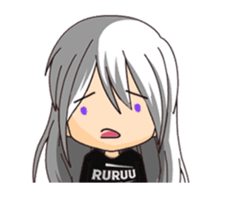 Ruruu girl with purple eyes & white hair sticker #5344210