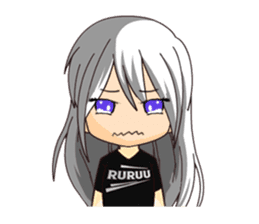 Ruruu girl with purple eyes & white hair sticker #5344211