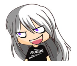 Ruruu girl with purple eyes & white hair sticker #5344212