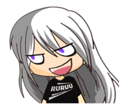 Ruruu girl with purple eyes & white hair sticker #5344212