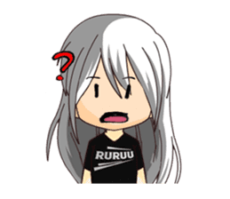 Ruruu girl with purple eyes & white hair sticker #5344214