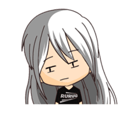 Ruruu girl with purple eyes & white hair sticker #5344215