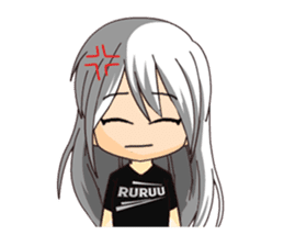 Ruruu girl with purple eyes & white hair sticker #5344217
