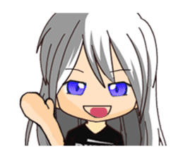 Ruruu girl with purple eyes & white hair sticker #5344219