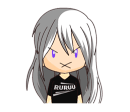 Ruruu girl with purple eyes & white hair sticker #5344223