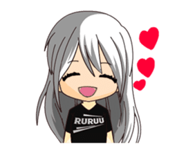 Ruruu girl with purple eyes & white hair sticker #5344224