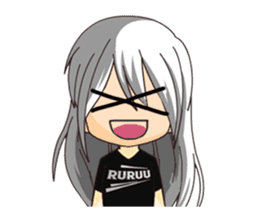 Ruruu girl with purple eyes & white hair sticker #5344225
