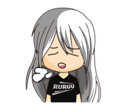 Ruruu girl with purple eyes & white hair sticker #5344226