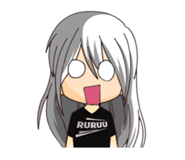 Ruruu girl with purple eyes & white hair sticker #5344227