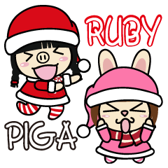 Sisters Piga Pig and Ruby Rabbit