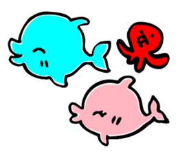 dolphin friends 2 sticker #5358235