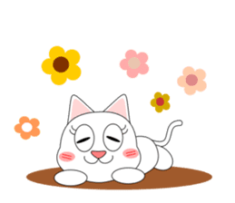Always cheerful white cat sticker #5364402