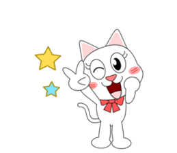 Always cheerful white cat sticker #5364416