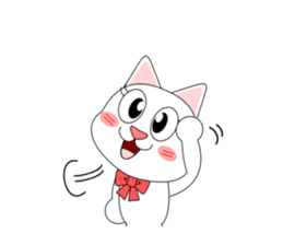 Always cheerful white cat sticker #5364433