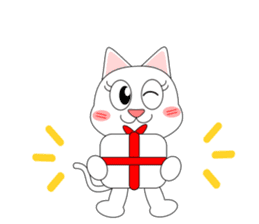 Always cheerful white cat sticker #5364434