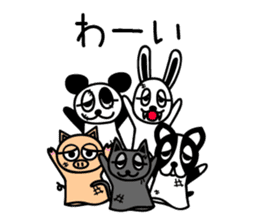 White rabbit and black-and-white panda2 sticker #5383093