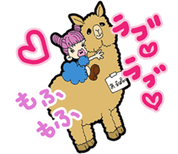 animal costume-pink hair- sticker sticker #5386237
