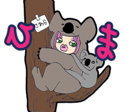 animal costume-pink hair- sticker sticker #5386251
