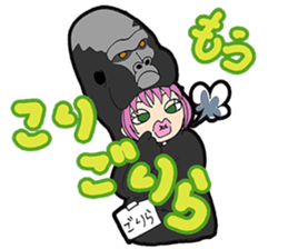 animal costume-pink hair- sticker sticker #5386252