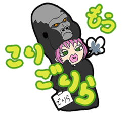 animal costume-pink hair- sticker sticker #5386252