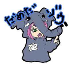 animal costume-pink hair- sticker sticker #5386257