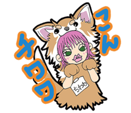 animal costume-pink hair- sticker sticker #5386260