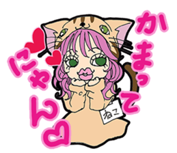 animal costume-pink hair- sticker sticker #5386262