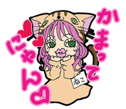 animal costume-pink hair- sticker sticker #5386262