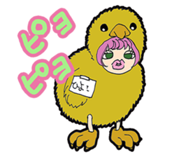 animal costume-pink hair- sticker sticker #5386268
